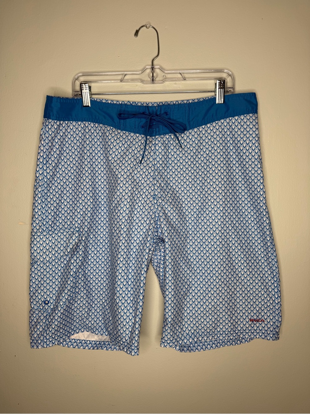RVCA Mens Board Shorts 36 Blue Geometric Print Swim Surf Polyester